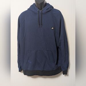 Men's Nike French Terry Shoebox Logo Hoodie Blue Long Sleeve Pullover Size XXL